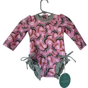 NWT Caden Lane Infant Rashguard Ruffle Bottom Swim Suit 3-6 months